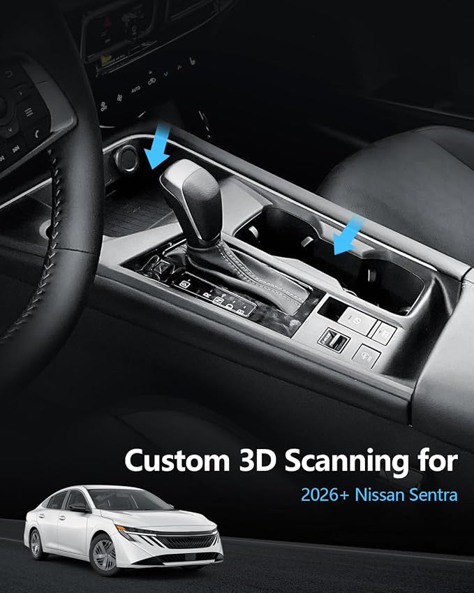 SKTU 2PCS for 2026+ Nissan Sentra Wireless Charging Mat for 2026+ Nissan Sentra (S/SV/SR/SL) Cup Holder & Center Console Non-Slip Pad 2026 Sentra Accessories 2026 Sentra Rubber Console Mat-Durable