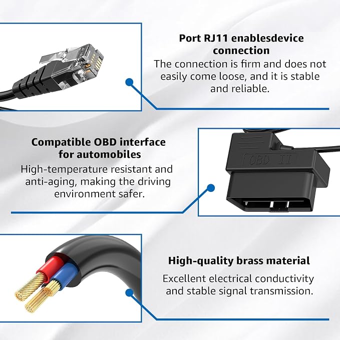 Upgraded OBDII to RJ11 for Escort Radar Detector Power Cord - for Escort MAX 360/360c,IX,IXc,9500 IX,MAX II/3/4,and Redline 360c etc.