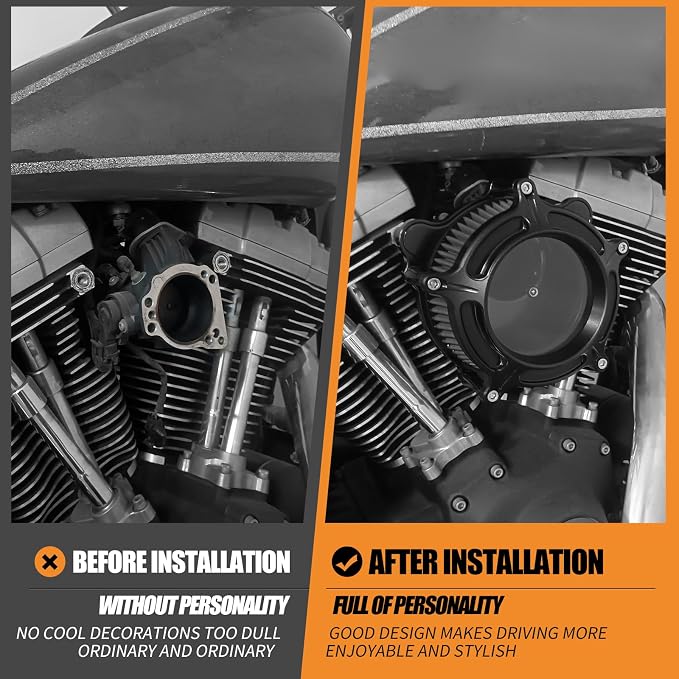 Motorcyle Air Cleaner CNC Air Filter Intake Fit for Harley Touring Road King Street Glide Electra Tri Trike Softail Dyna Sportster XL (C For Touring 08-16,Softail 16-17,Trike 08-16)