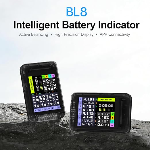 ISDT BL8 LiPo Battery Tester 2S-8S Smart Active Balancer XH2.54 Cell Voltage Tester for RC Batteries with High-Precision Color Screen App and Remote Control
