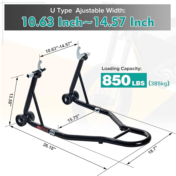 Donext Motorcycle Stand 850LB Sport Bike Rear Wheel Lift Swingarm Paddock Stands Black, Fit for BMW Yamaha Honda Kawasaki Suzuki, with U Forks
