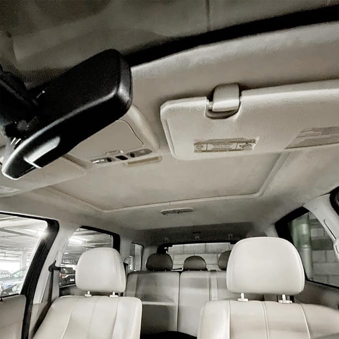 Suede Headliner with Foam Backing - Black Suede Headliner Material for Car/Truck/SUV/RV Roof, Home Repair/DIY Headliner Material Automotive Headliner (Beige, 96"×60“)