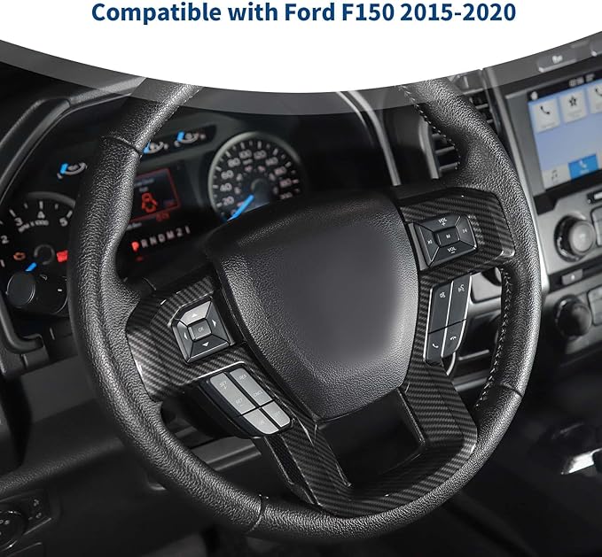 for F150 Inner Door Grab Handle Trim Cover Steering Wheel Panel Trim for Ford F150 2015-2020 Carbon Fiber Interior Accessories 5pcs