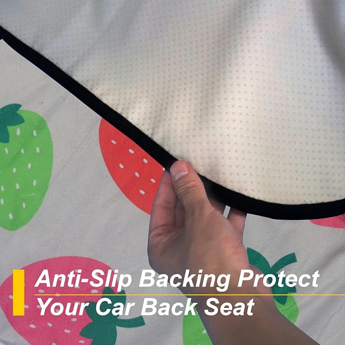 Back Seat Cover for Car Trucks Van SUV Jeep,Waterproof Rear Bench Towel Seat Covers for Dogs and Kids,Automotive Backseat Protector (Strawberry)