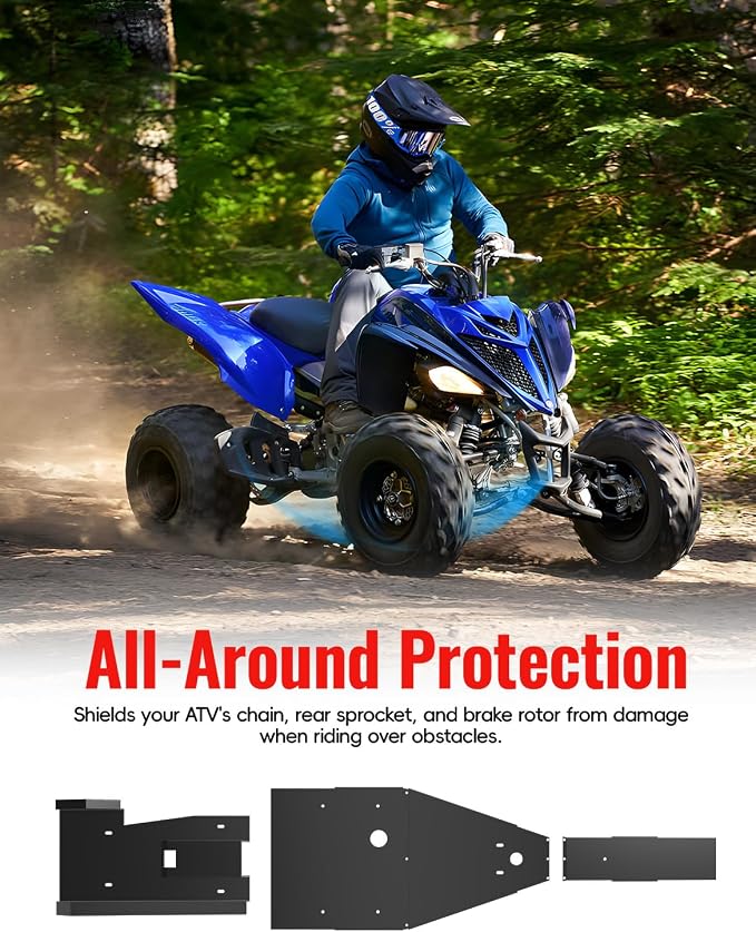ATV Full Chassis Glide & Swing Arm Skid Plate Guard for Raptor 700 700R 06-25, Combined Aluminum Glide Plate Frame Protector Kit for Yamaha Raptor 700 700R 2006-2025 Accessories