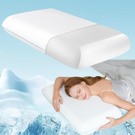 Releep Cooling Soft Memory Foam Pillow, Cervical Neck Pillow for Side Sleepers, Back & Stomach Sleepers, Ergonomic Orthopedic Design for Neck Pain Relief and Deep Sleep, CertiPUR-US