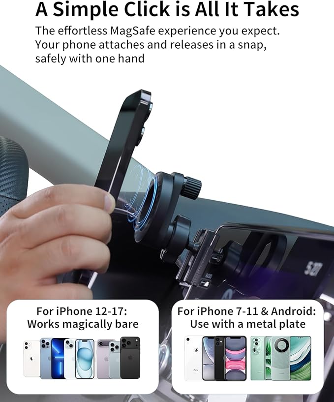 For Toyota Highlander 2020-2025 2022 Interior Accessories,Custom Fit Phone Holder&Magsafe Car Mount,Dual 360°Adjustable,Dual N52 Magnets,Secure&Silent,No Vent Blocking,for iPhone Android,8-inch Screen