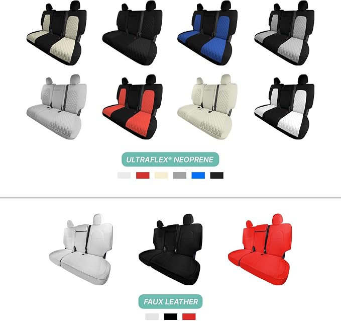 FH Group Custom Fit Car Seat Covers Specifically Made for 2020-2025 Tesla Model Y Faux Leather Water Resistant Automotive Seat Covers - Rear Set Black