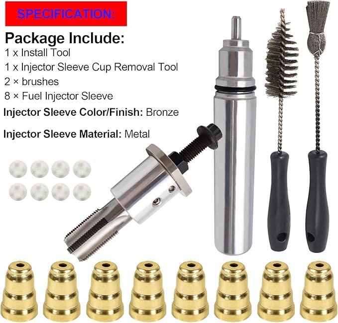SMMS Injector Sleeve Cup Installation Removal Tool Kit with Sleeves & Brushes For ford 1994-2003 7.3L Diesel 12 Kits Per Box