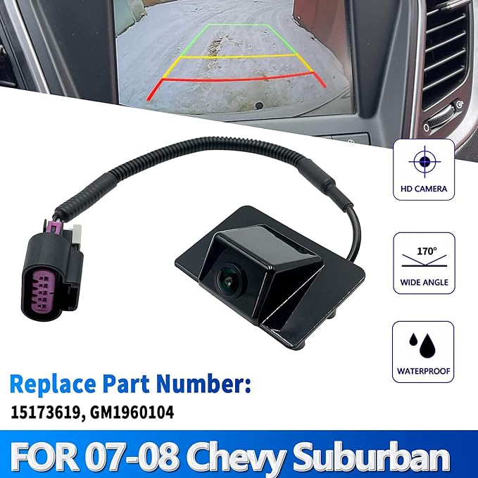 Rear View Back Up Camera Compatible with Cadillac Escalade Chevy Suburban Tahoe GMC Yukon Reverse Park Assist Camera Replaces 15173619 GM1960104