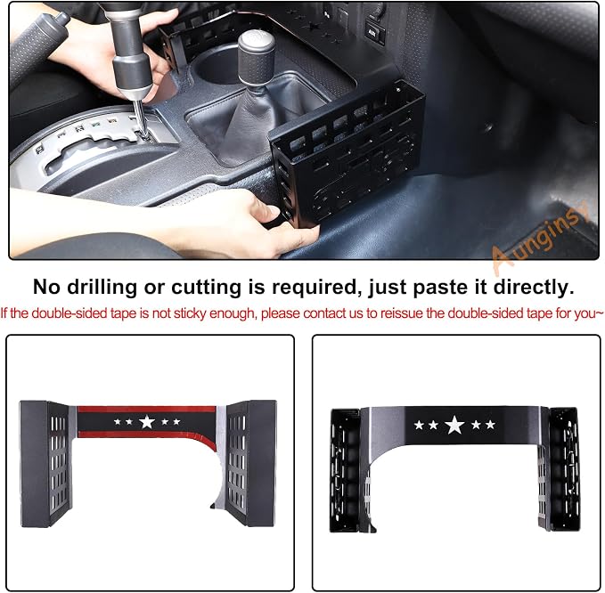 Aunginsy Center Console Gear Storage Box Basket Fit Toyot@a FJ Cruiser 2007-2024 Aluminum Gear Shift Side Storage Baskets Center Console Organizer Tray Armrest Storage Box Basket Interior Accessories