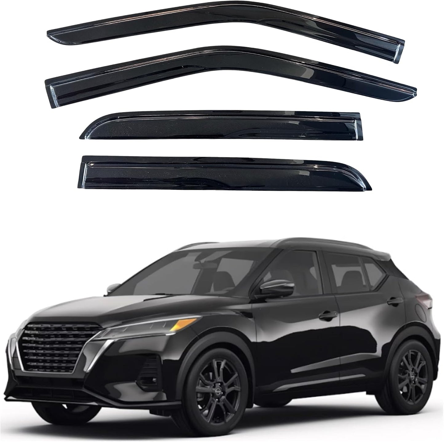 KPY Window Visor Compatible with Nissan Kicks 2018-2024, 4PC Rain Guard Side Window Vent Deflectors Tape-On Mugen Style, 2018 2019 2020 2021 2022 2023 2024