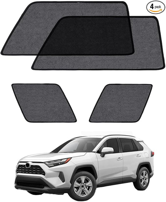 Car Window Shade for Toyota RAV4 2019-Now, 4 Pack Magnetic Mesh Sun Shades for Front & Rear Windows, UV Glare Protection & Baby Car Shade for Napping Camping