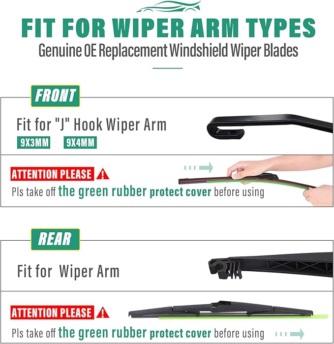 22" 20" 14" Windshield Wiper Blades Replacement for Scion xB 2008 2009 2010 2011 2012 2013 2014 2015 Premium All Weather Front Rear Wipers Set - OEM Quality (Pack of 3)