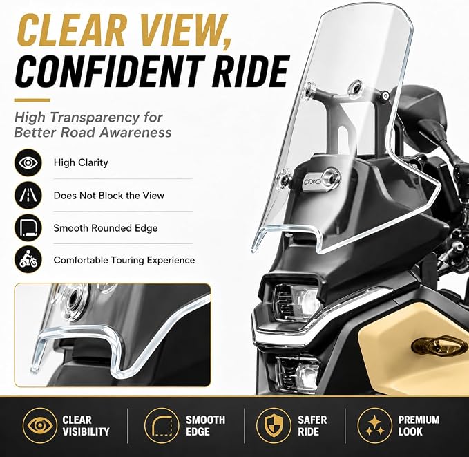 45CM PMMA Higher Windshield Wind Screen Compatible with CFMOTO Ibex 450 2025-2026,4.5MM Thickness,Transparent,CFMOTO Ibex 450 Accessories