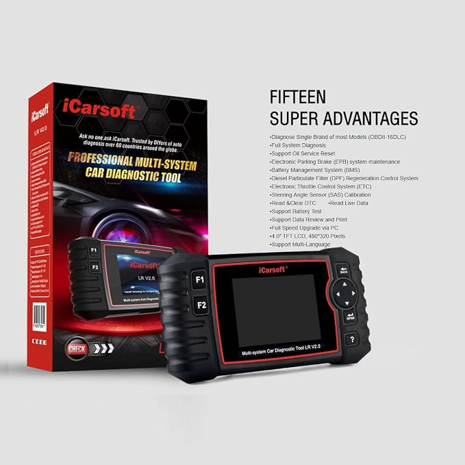 iCarsoft Professional Multi-System Auto Diagnostic Tool LR V2.0 Compatible for Landrover/Jaguar ABS SRS Oil Reset Update for LR II