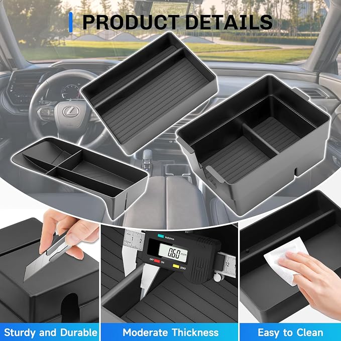 SXCY 3PCS for 2026 Lexus TX Center Console Organizer [2Layer] + Dashboard Organizer for 2024 2025 2026 Lexus TX Accessories Center Console Tray 2026 Lexus TX Armrest Console Organizer Dash Tray