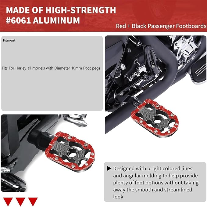 Universal 10mm Highway Passenger Footpegs/Footrests + Rear Passenger Foot Peg Mount Bracket for for Harley Touring/Street Glide/Electra Glide/Road King/Road Glide