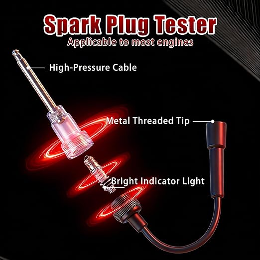 Professional 11-Piece 0-300 Psi Engine Compression Tester Kit with Spark Plug Tester, Adapters & Quick-Release Valve for Gasoline Car, Truck, Motorcycle, Lawn Mower
