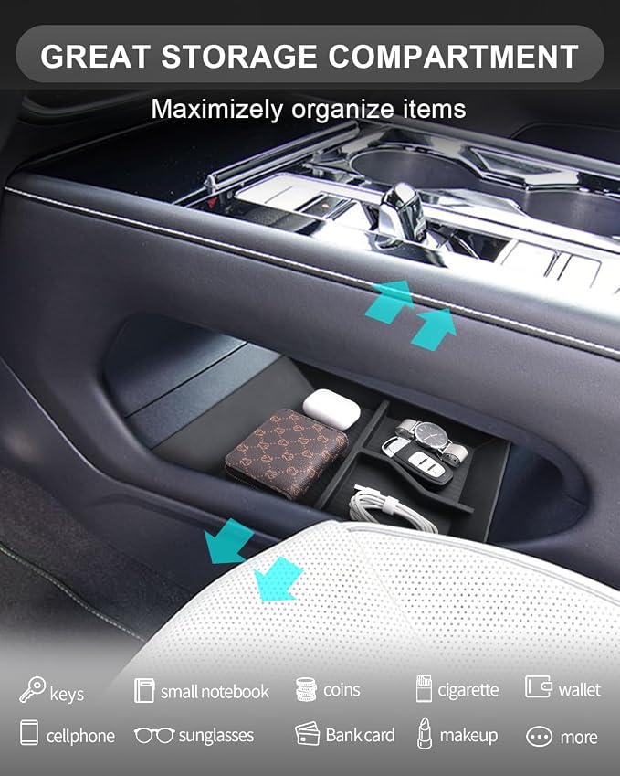 CDEFG for 2024 2025 2026 Volkswagen Atlas Center Console Organizer Tray for 2024 2026 VW Volkswagen Atlas 2025 SEL R-Line SE Accessories Lower Console Storage Box(Not for Atlas Cross Sport)