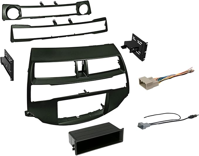 American International Honda Accord (2008-2012 All Trim Levels) Double DIN or Single ISO with Pocket Radio Install Dash Kit, Car Audio Wiring Harness & Antenna Adapter Included, Dark Gray Metallic