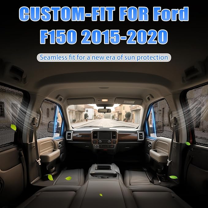ZATOOTO Ford F-150 Car Window Shades 2015-2020, Car Window Covers for Baby Sun Shade Breathable Mesh Screen Blocking 99% of UV Rays and Glare, Privacy Protection for Camping and Napping