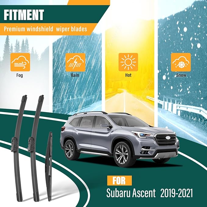 Windshield Wiper Blades Replacement for Subaru Ascent 2019 2020 2021,Original Equipment Replacement Front Rear Wiper Blade Set - 26" 20" 14" (Set of 3)