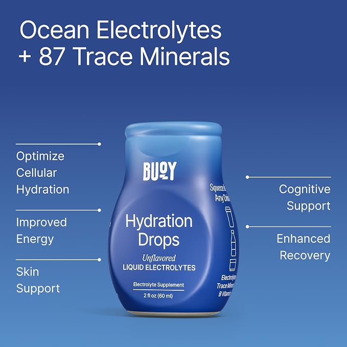 Buoy Electrolyte Drops | 120 Servings | No Sugar, No Sweeteners | 87+ Trace Minerals, Vitamins & Antioxidants | Subtle Mineral Taste | Hydration Supplement - Unflavored 3 Pack