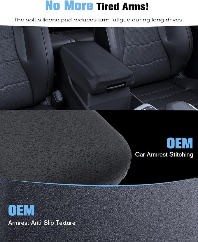 For 2023-2026 Sportage 2-in-1 Silicone Center Console Armrest Cover& Armrest Hidden Privacy Tray - [OEM Design& Friendly Liquid Silicone Rubber] - Thin Black