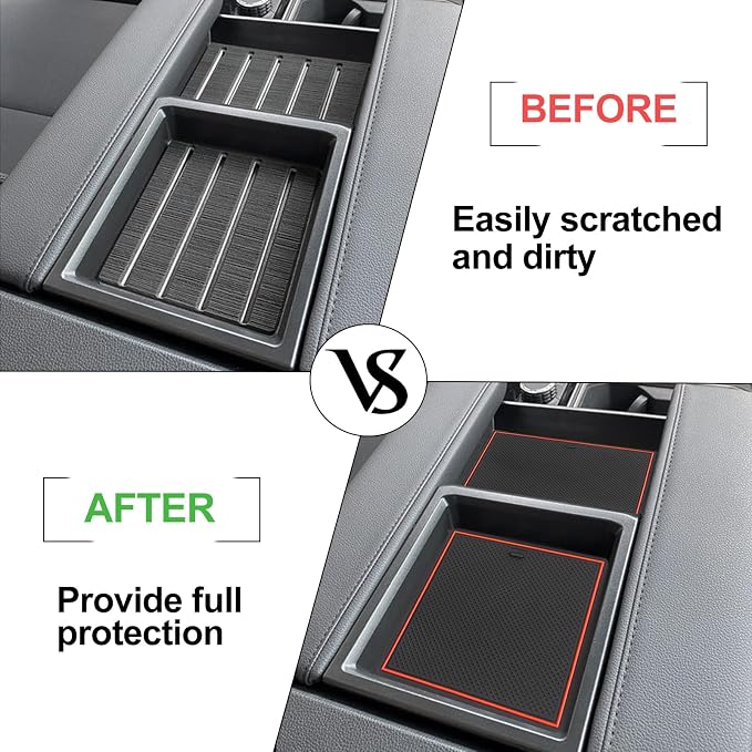 JDMCAR Liner Accessories (Red Trim) and Center Console Organizer (Black Trim) Compatible with 2022 2023 Toyota Tundra Accessories
