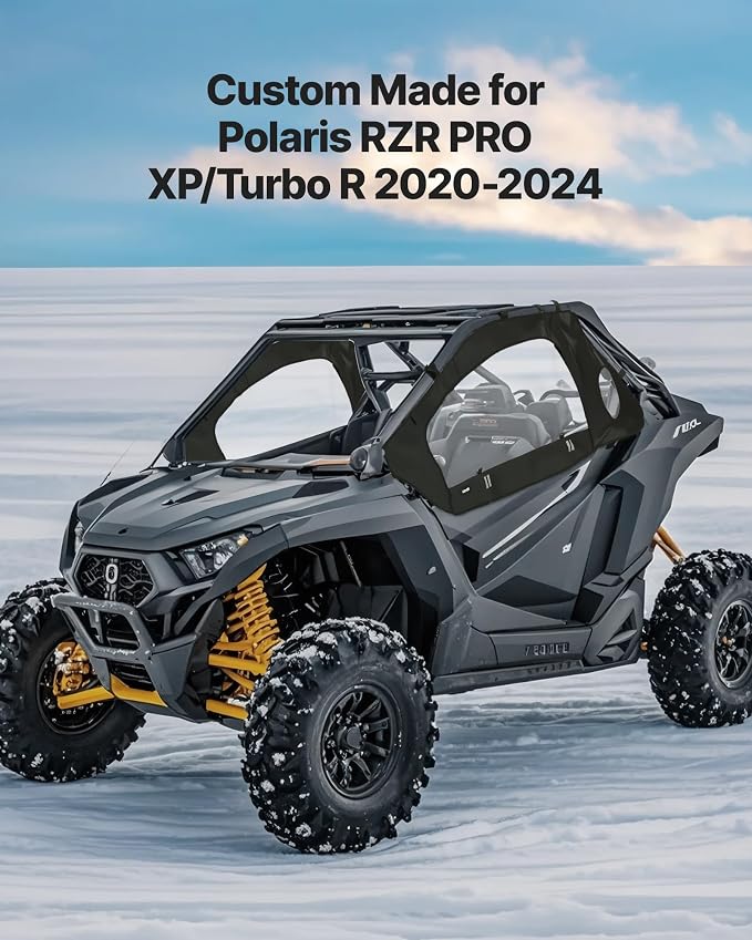 VEVOR Cab Enclosure Upper Doors, Compatible with Polaris RZR PRO XP/Turbo R 2020-2024, Soft Upper Doors, Windproof Upgraded Zipper UTV Soft Side Window Kit, Work with Side Mirrors and Windshields