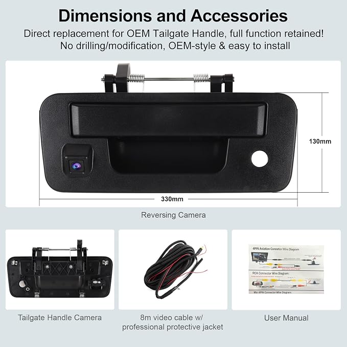 ASURE Tailgate Handle Rear View Camera for Nissan Titan 2013-2015 Truck Reverse Camera Pickup Backup Camera OEM Fit - 1080P HD Wide Angle Waterproof Night Vision Parking Assist Easy Install Hitch