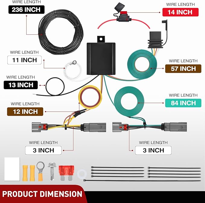 Nilight 4 Pin Trailer Wiring Harness Kit 56477 Vehicle Standard 4 Way Connector Custom for 2022 2023 2024 2025 Ford Maverick Simple Fit Tow Hitch Harness