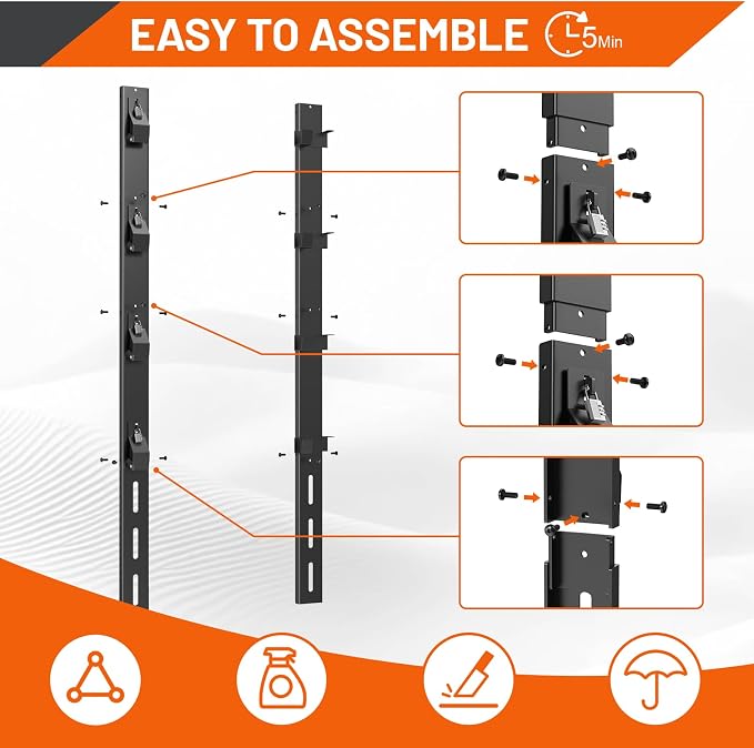 Weed Eater Rack for Trailer, 4 Place Heavy Duty Rust-Proof Weedeater Racks, Trimmer Rack for Open Trailer Truck with Combination Locks