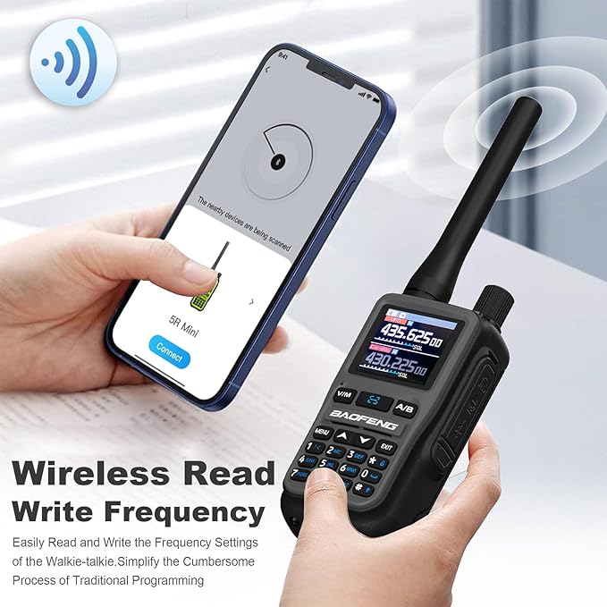 BAOFENG UV-5R Mini Two Way Radio BF-5R Mini Walkie Talkie Wireless Power Adjustable Tiny Size Frequency Copy 999 Channels Type-C Four Colors Portable Ham（2 Pack） (Grey)