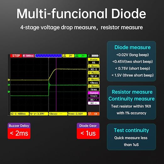 DM40A/B/C Digital Multimeter 59999 Counts, 4.5-Digit Rechargeable 3 in 1 Handheld Oscilloscope Multimeter Signal Generator,50M Sample Rate, Diode Test Automotive Tools (DM40A)