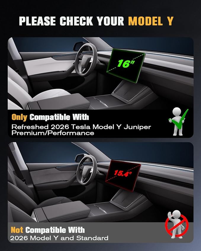 Matte Anti Glare 2026 Tesla Model Y Juniper Screen Protector 16" for Refreshed Premium/Performance 16 Inch QHD Touchscreen 2026 Model Y Premium/Performance Accessories [No More Glare& Fingerprint]
