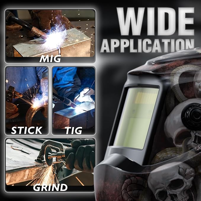 YESWELDER Auto Darkening Welding Helmet, Blue Light Blocking, 1/1/1/1 True Color Solar Powered Welding Hood with 2 Arc Sensors, Wide Shade 3.5/9-14 Welder Mask for TIG MIG ARC and Grind