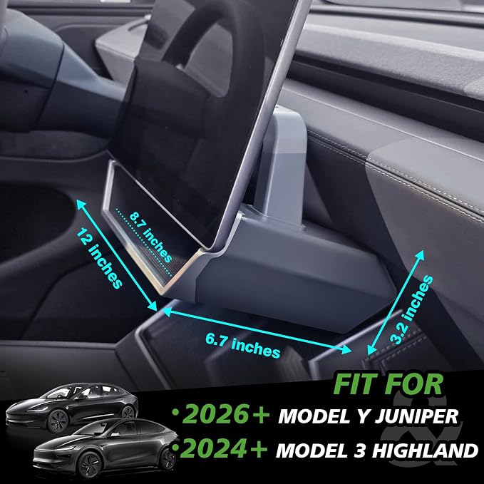 BestEvMod for 2026 2025 Tesla Model Y Juniper (Standard, Premium & Performance) /2026 2025 2024 Model 3 Highland Upgrade Under Screen Storage Strong Magnet Install OEM Design Protective Edge