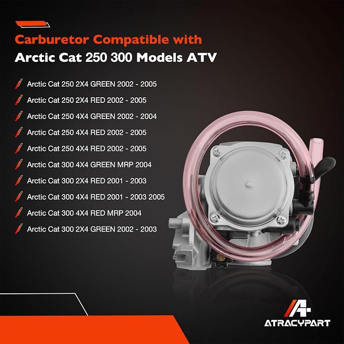 Carburetor Compatible with 2001 2002 2003 2004 2005 Arctic Cat 250 300 2x4 4x4 ATV Quad Carb with Rubber Airbox & Intake Manifold Boot
