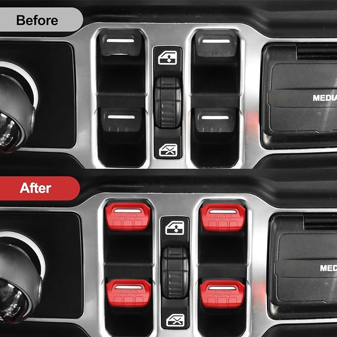 DIAMOOKY Center Console Organizer & Window Switch Button Cover for Jeep