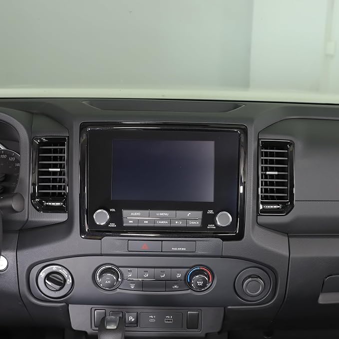 Daeiclru Car Center Console Air Outlet Trim Cover Compatible with Nissan Frontier 2022 2023 2024, ABS Center Console Side Air Outlet AC Vent Protect Cover Frame Accessories (Glossy Black)