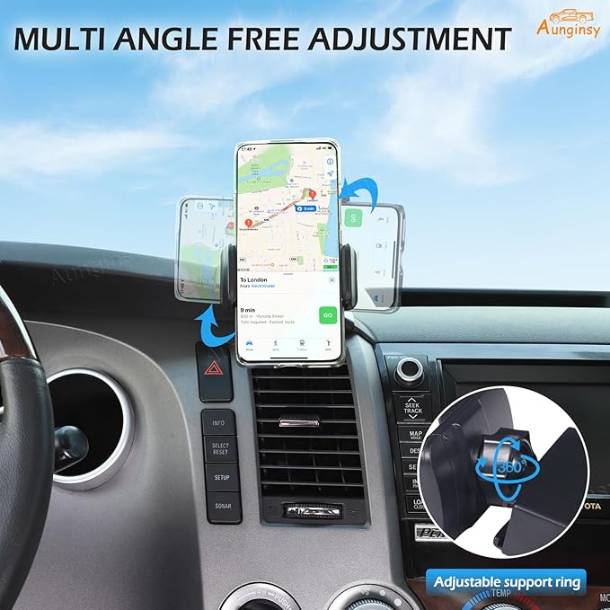 Car Phone Holder Compatible with Toyota Tundra/Sequoia 2007-2013 Center Console Air Outlet Vent Upper Panel Mobile Phone Mount Dashboard Hands-Free Universal Cell Phones Navigation Bracket Accessories
