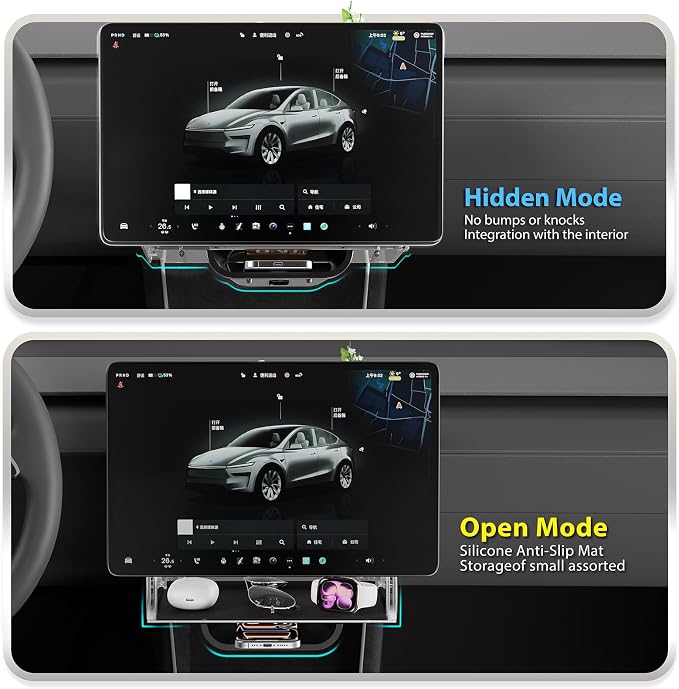 Under Screen Storage Organizer Compatible with Tesla Model Y Juniper 2025 /Model 3 Highland 2024 Center Console Organizer Tray Accessories