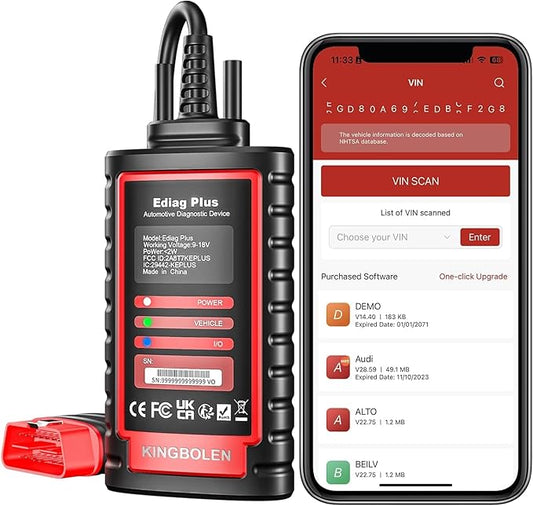 KINGBOLEN Ediag Plus Bluetooth Scanner, All System Bidirectional Test OBD2 Diagnostic Scanner for iOS & Android with CANFD Protocol, Auto VIN, 15+ Rest, 1 Year Without fee Update
