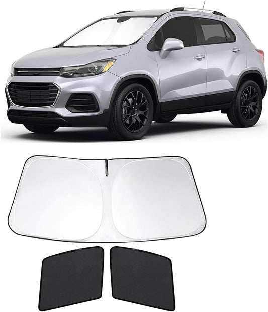 3PCS Car Window Shades Front Windshield Sun Shade Foldable Window Shade Custom Fit for 2013-2023 Che-vrolet Che-vy Trax Car Shades for Front Windows Anti-UV Rays Block Heat