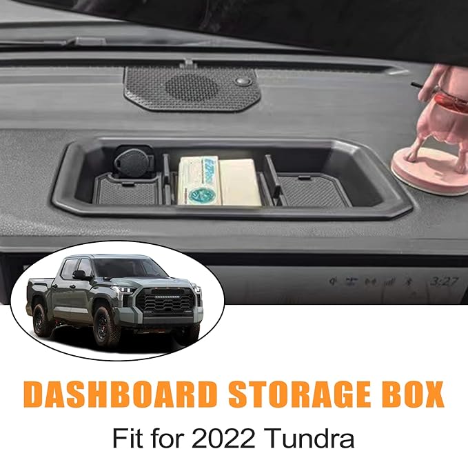 JDMCAR Dashboard Tray and Windshield Sun Shade Compatible with Toyota Tundra Accessories 2022 2023 2024