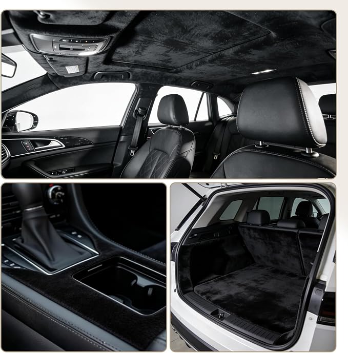 Black Suede Headliner, 120" L × 60" W with Foam Backing, Auto Interior Roof Replacement Material for Car, SUV, Boat, Pickup, Truck, RV, Home Repair/DIY Headliner Fabric