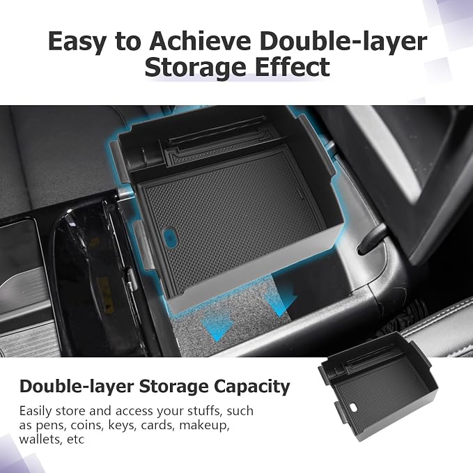 LUWU 2026 Tucson Accessories Center Console Organizer for 2025-2026 Hyundai Tucson Armrest Box Organizer Tray Only Fit for Tucson Hybrid/Limited - NOT for 2022-2026 Tucson with Automatic Transmission