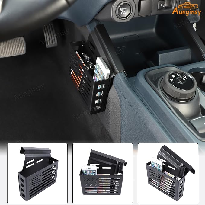 Aunginsy Center Console Left Side Gear Shift Storage Box Basket Compatible with Ford Maverick 2022-2025 Center Console Organizer Tray Side Gear Shift Armrest Storage Box Basket Interior Accessories